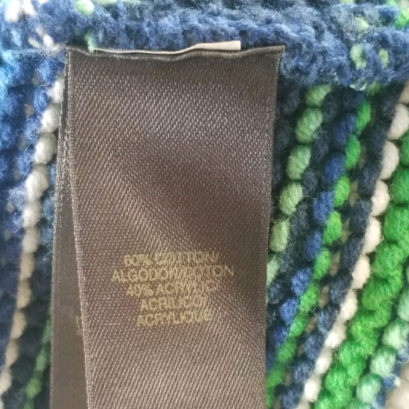 Liz Claiborne Half Button Down Blue & Green L - Picture 5 of 7